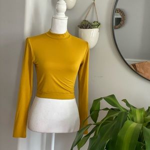 Mustard Yellow Long Sleeve Crop Top